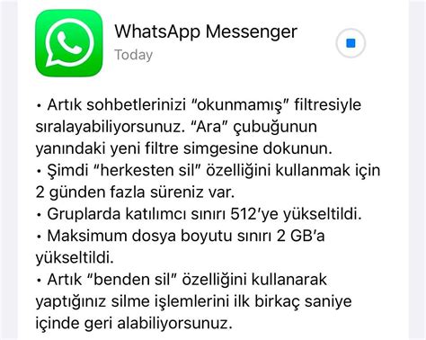 W­h­a­t­s­A­p­p­’­a­ ­G­e­l­e­n­ ­Y­e­n­i­ ­Ö­z­e­l­l­i­k­l­e­r­i­ ­İ­n­c­e­l­i­y­o­r­u­z­:­ ­2­G­B­ ­D­e­p­o­l­a­m­a­ ­A­l­a­n­ı­,­ ­Y­e­n­i­ ­A­r­a­m­a­ ­F­i­l­t­r­e­l­e­r­i­ ­v­e­ ­G­r­u­p­ ­S­o­h­b­e­t­l­e­r­i­
